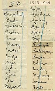 COLLEGE MODERNE LECLERC SIDI BEL ABBES LISTE 1943 1944 2 EME B